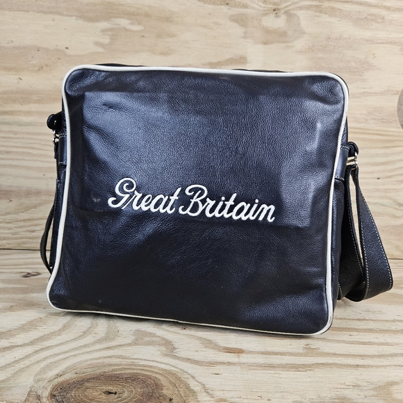 Roots Team Great Britain Olympics Genuine Leather Shoulder Bag Adjustable Strap - Picture 2 of 8